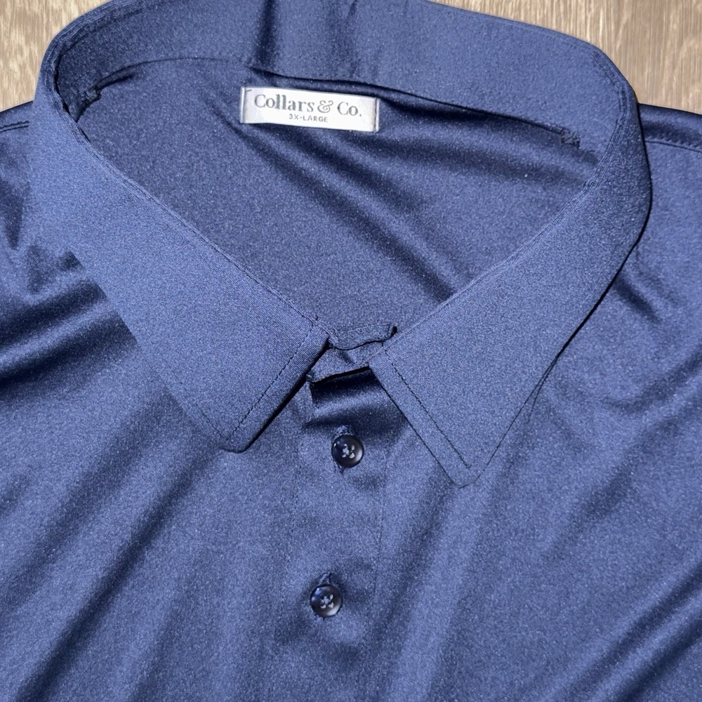 Collars And Co Performance Short Sleeve Dress Collar Polo Men's 3XL Navy Blue